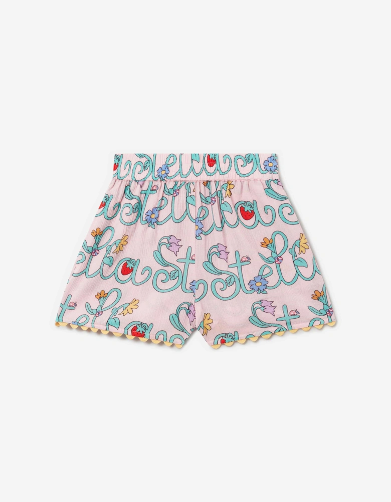 Girls Flower Logo Shorts in Pink