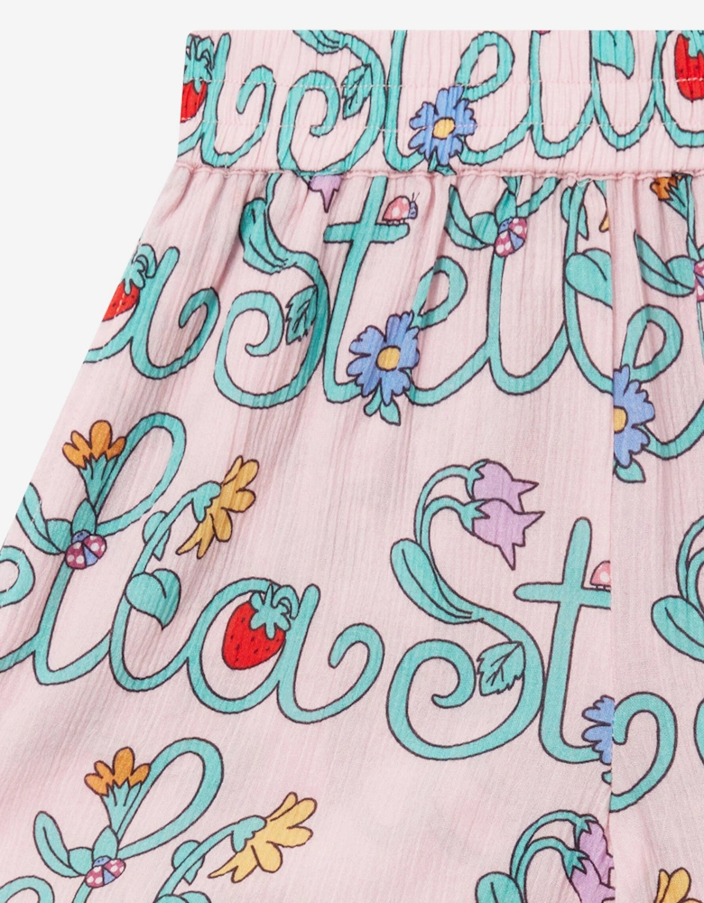 Girls Flower Logo Shorts in Pink