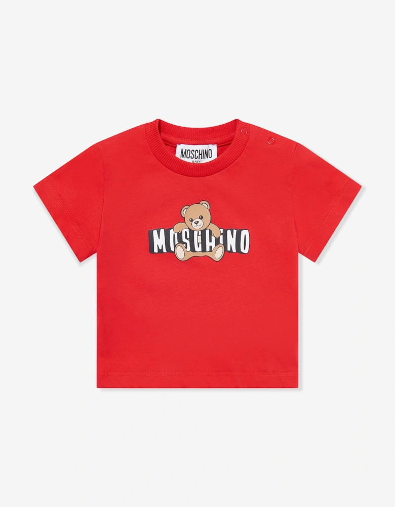 Baby Teddy Bear Logo T-Shirt in Red