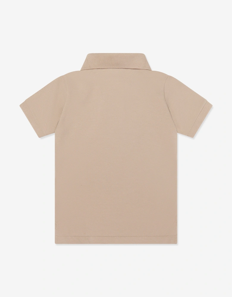 Boys Compass Logo Polo Shirt in Beige