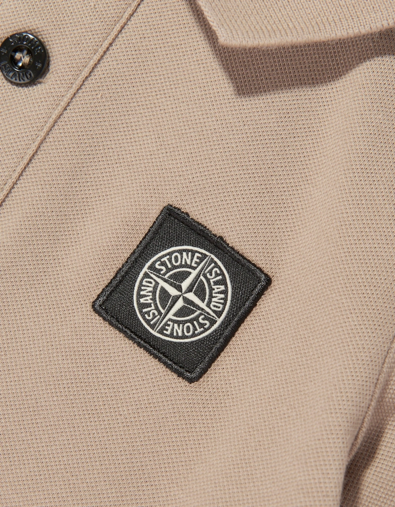 Boys Compass Logo Polo Shirt in Beige