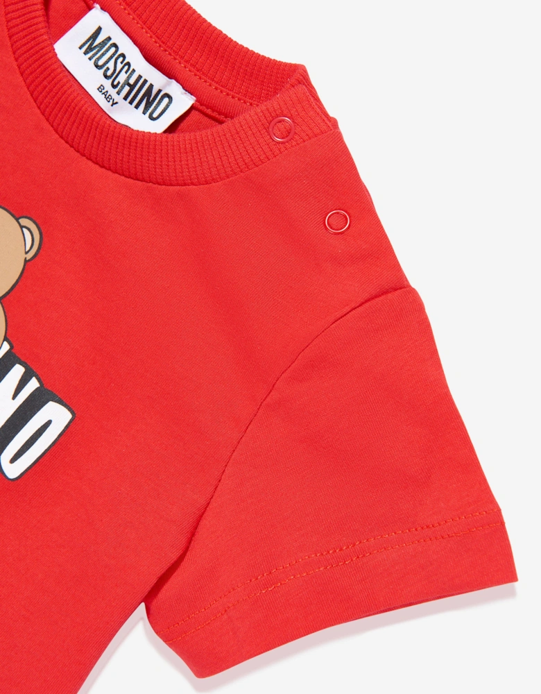 Baby Teddy Bear Logo T-Shirt in Red