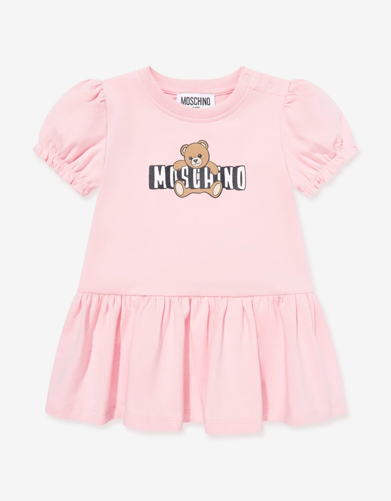 Baby Girls Teddy Bear Logo Dress in Pink