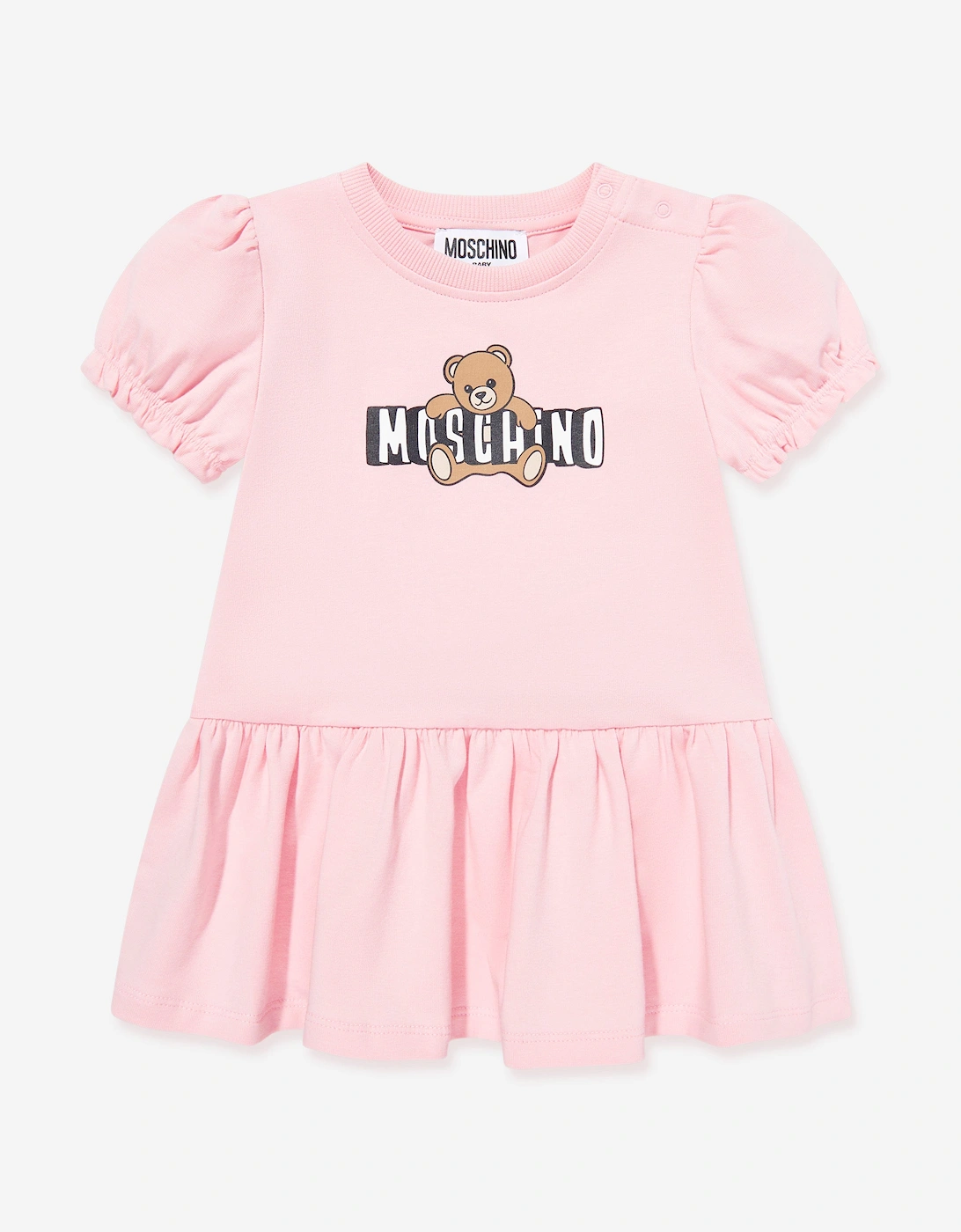 Baby Girls Teddy Bear Logo Dress in Pink, 5 of 4