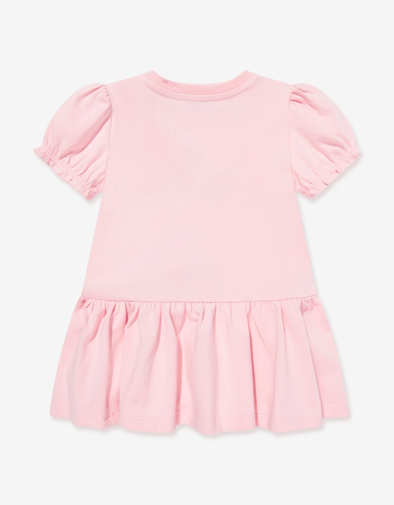 Baby Girls Teddy Bear Logo Dress in Pink