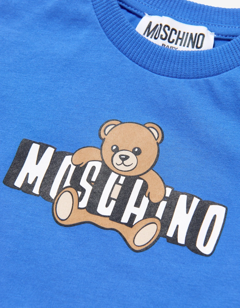 Baby Boys Teddy Bear Logo T-Shirt in Blue