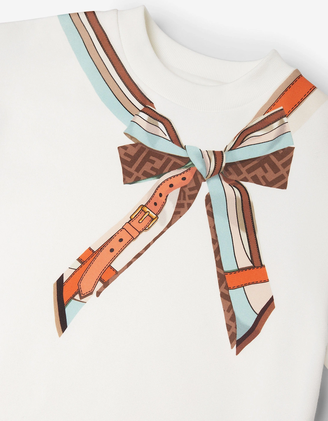 Girls Trompe l'oeil Bow Print Sweatshirt in White