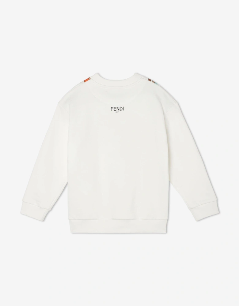 Girls Trompe l'oeil Bow Print Sweatshirt in White