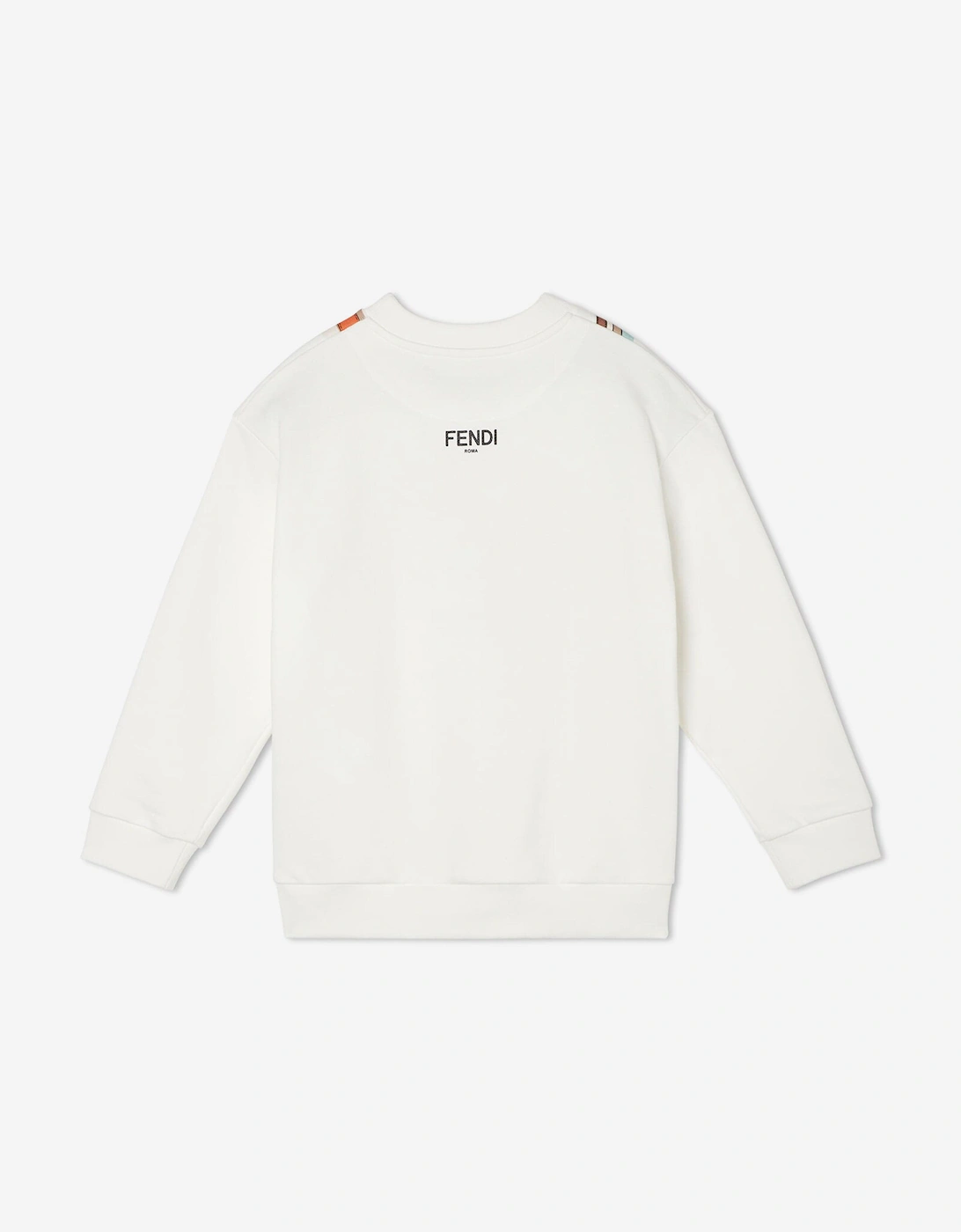 Girls Trompe l'oeil Bow Print Sweatshirt in White