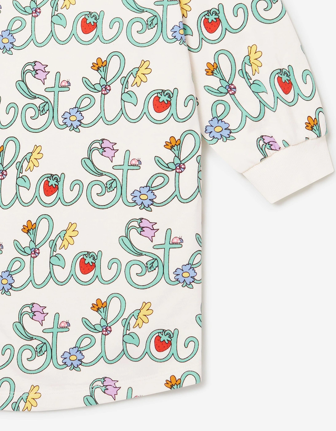 Girls Flower Logo Sweater Dress in Ivory