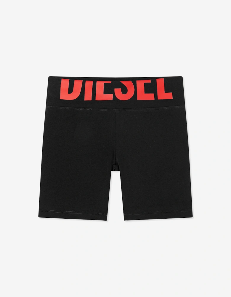 Girls Logo Print Shorts in Black