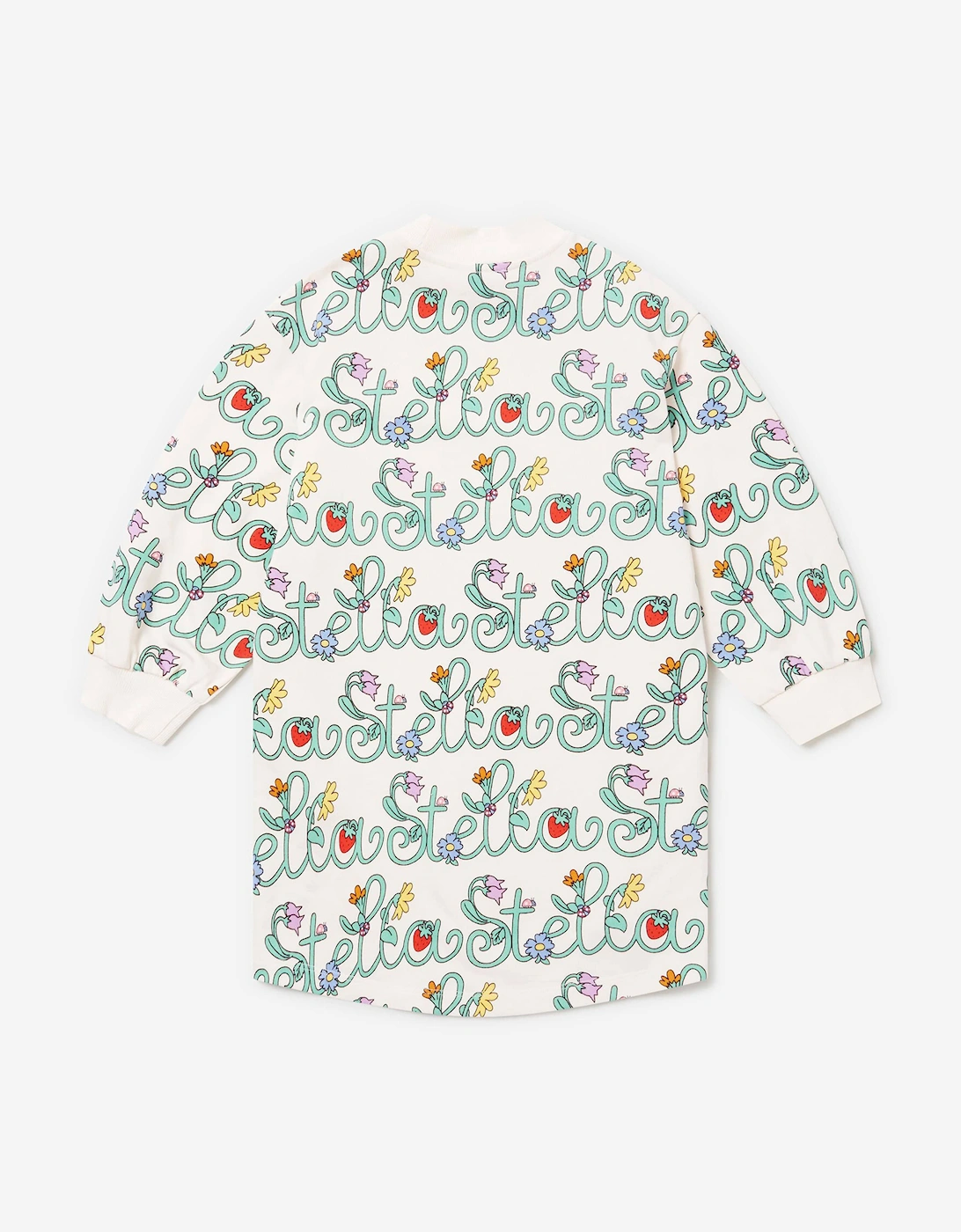 Girls Flower Logo Sweater Dress in Ivory