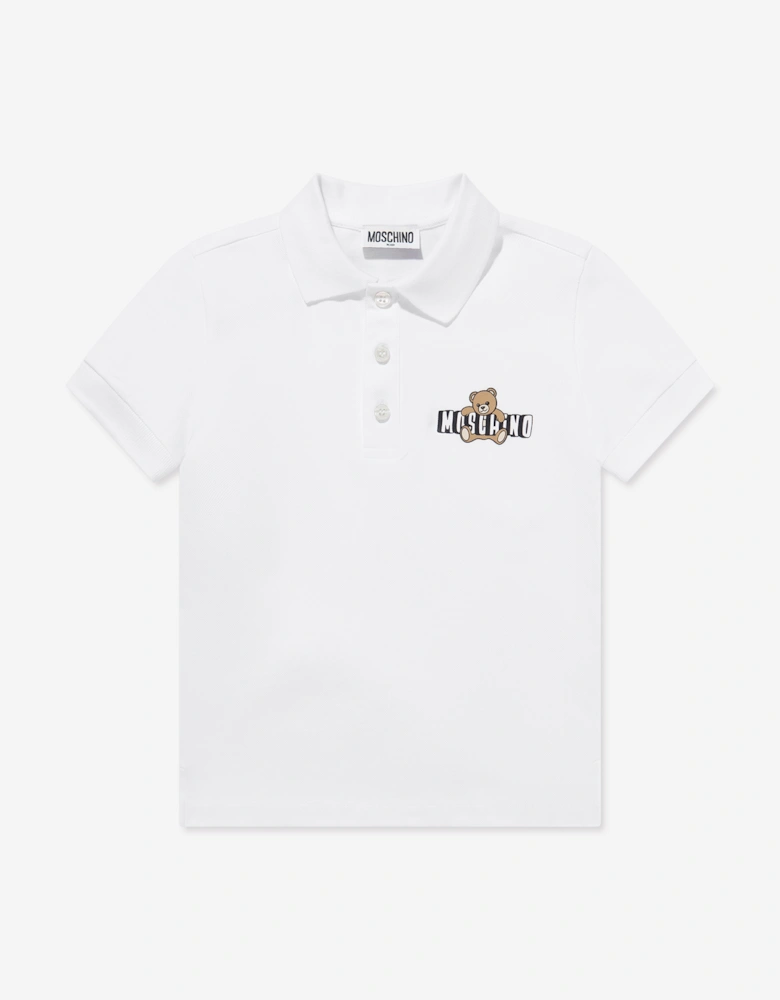 Boys Teddy Bear Logo Polo Shirt in White