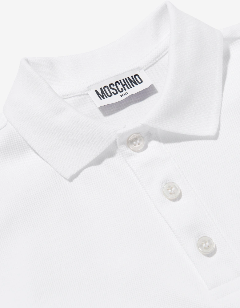 Boys Teddy Bear Logo Polo Shirt in White