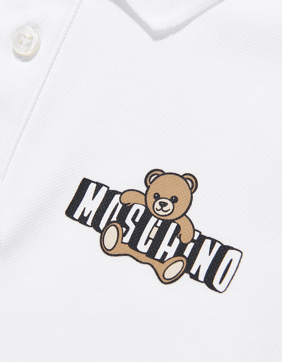 Boys Teddy Bear Logo Polo Shirt in White