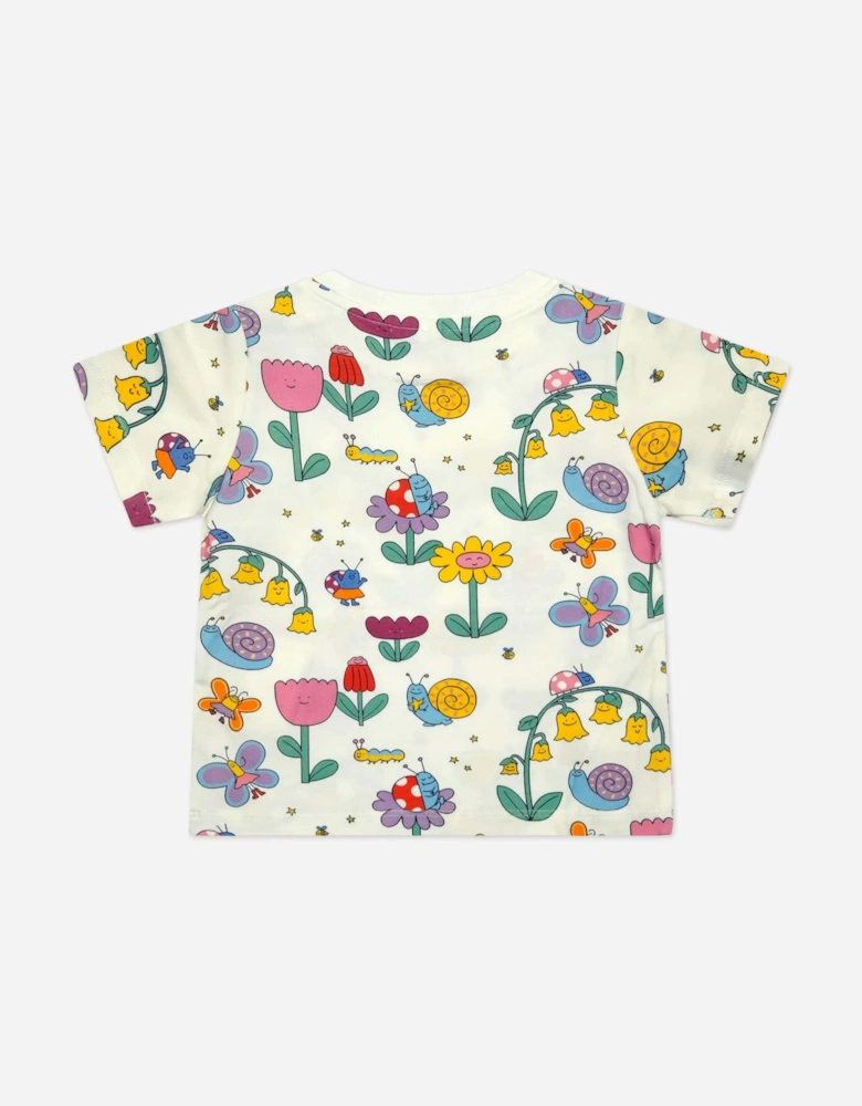 Baby Girls Flowers and Bugs T-Shirt in Ivory