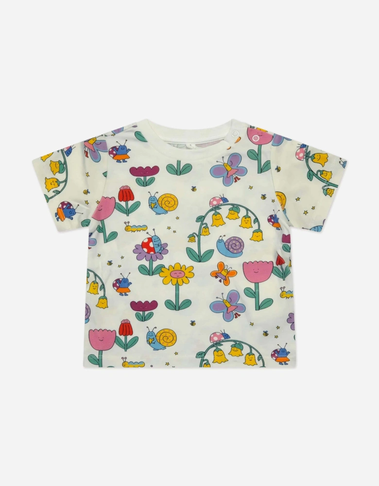 Baby Girls Flowers and Bugs T-Shirt in Ivory