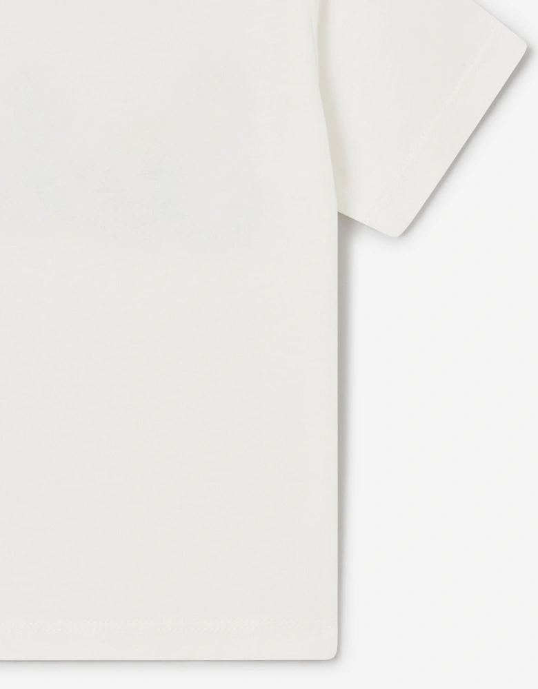 Baby Girls Flower Logo T-Shirt in Ivory