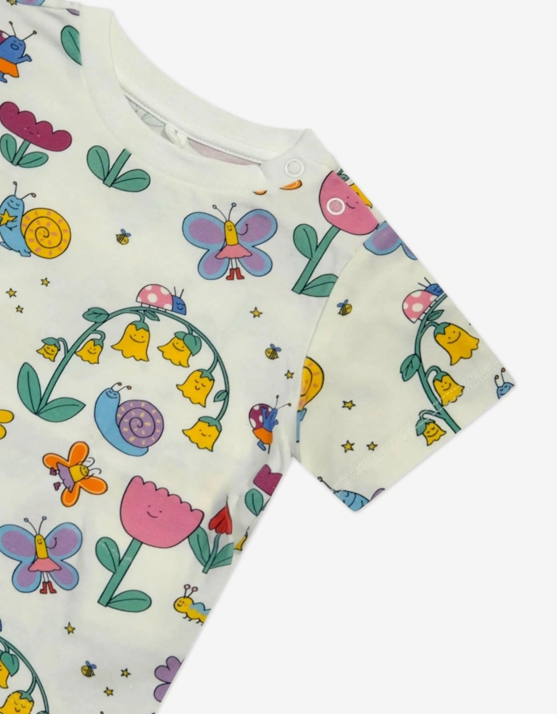 Baby Girls Flowers and Bugs T-Shirt in Ivory