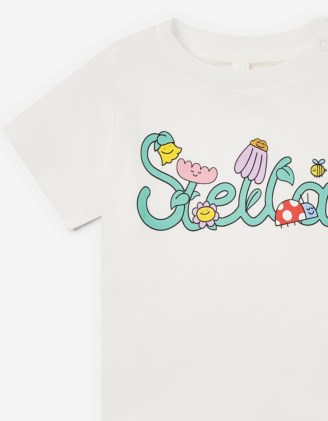 Baby Girls Flower Logo T-Shirt in Ivory
