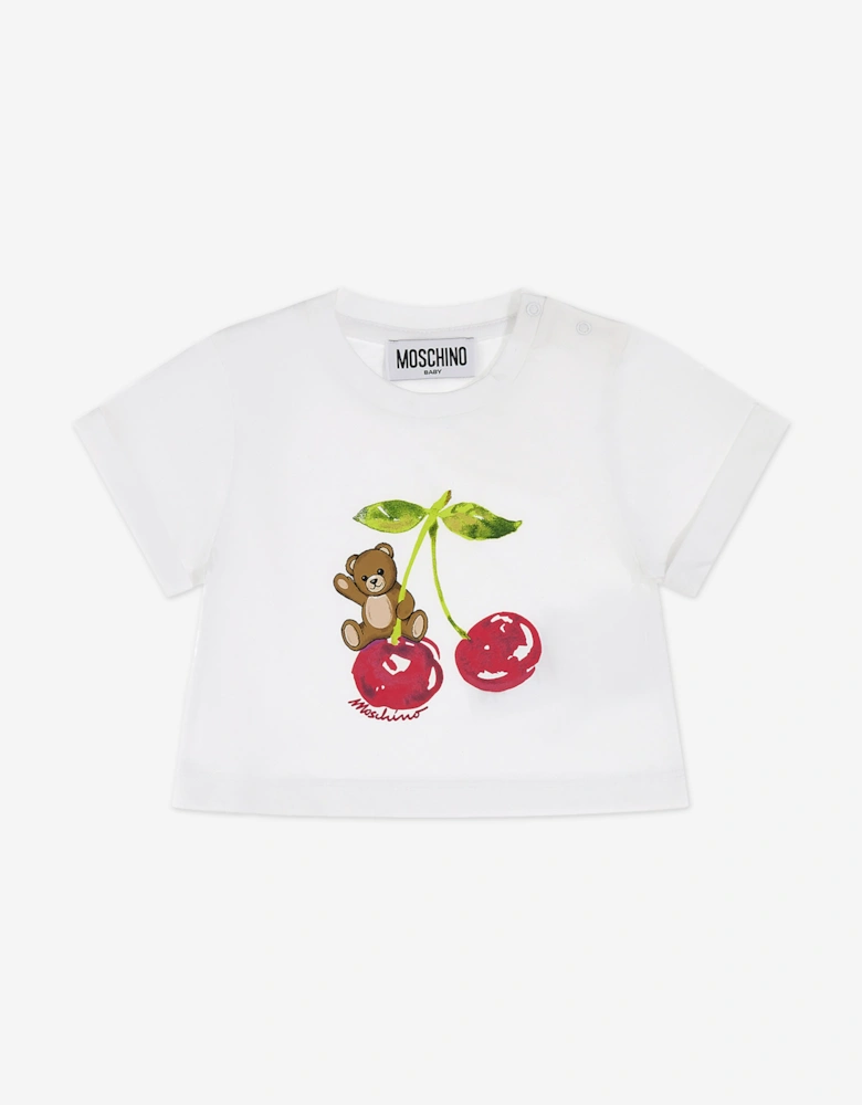 Baby Girls Cherry Teddy Bear Skirt Set in Red