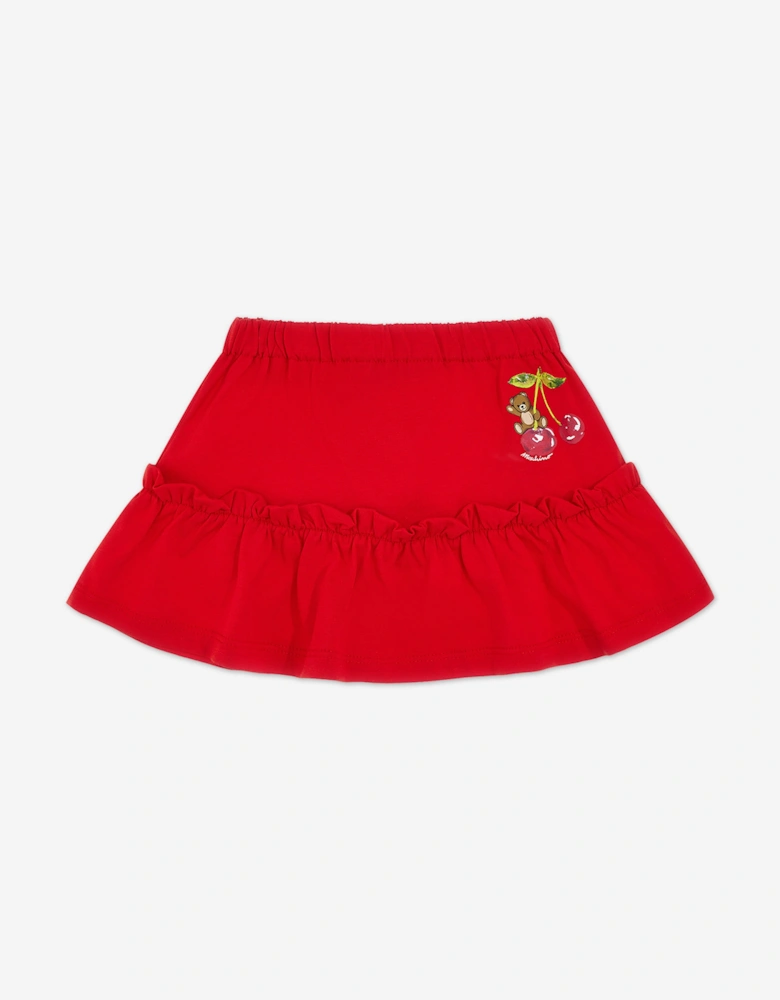 Baby Girls Cherry Teddy Bear Skirt Set in Red