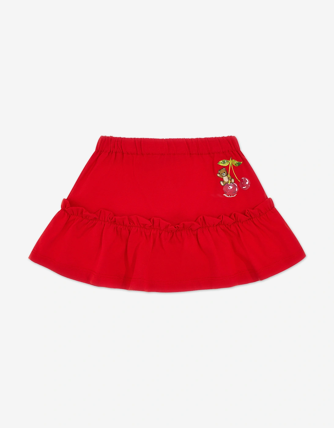 Baby Girls Cherry Teddy Bear Skirt Set in Red