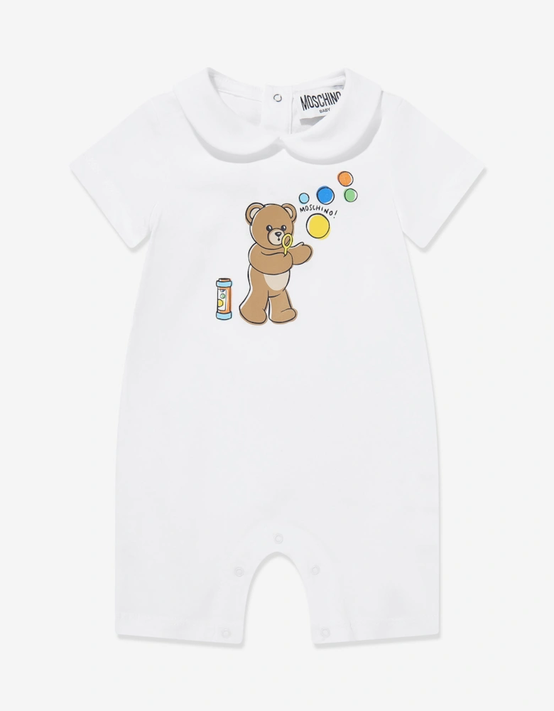 Baby Teddy Bear Romper in White