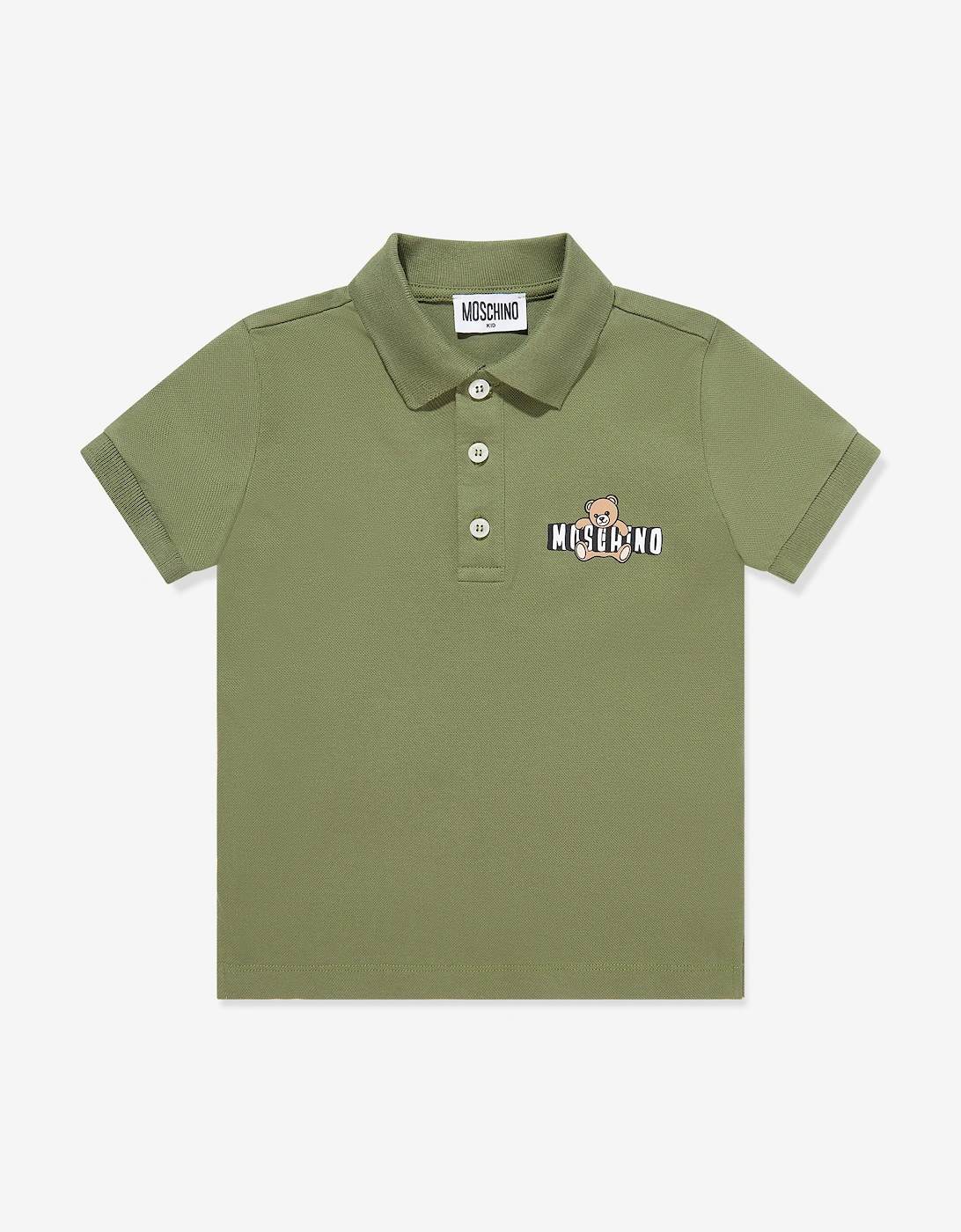 Boys Teddy Bear Logo Polo Shirt in Green, 5 of 4
