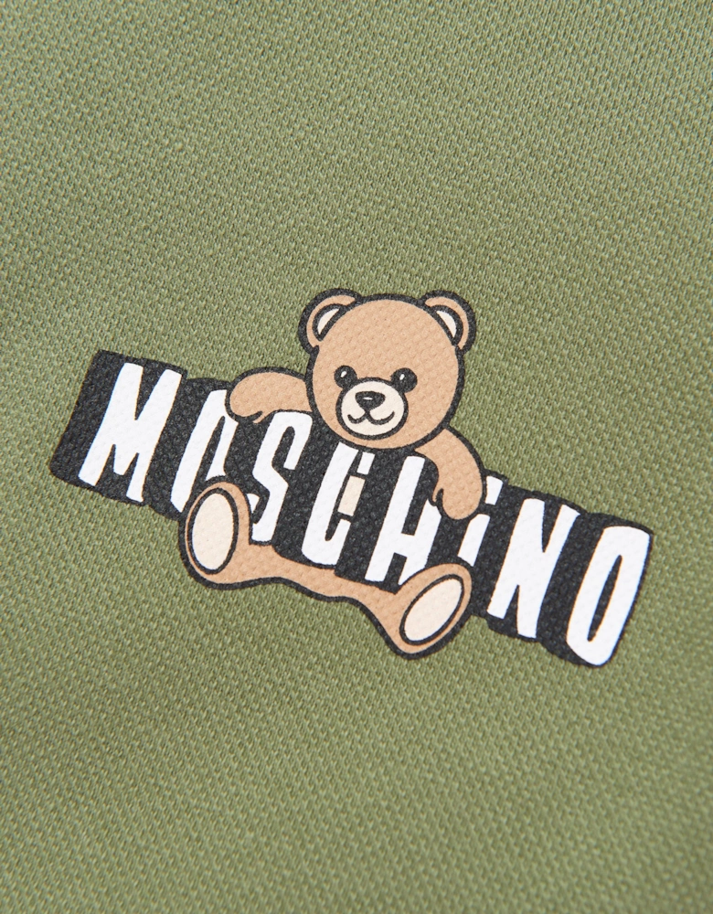 Boys Teddy Bear Logo Polo Shirt in Green