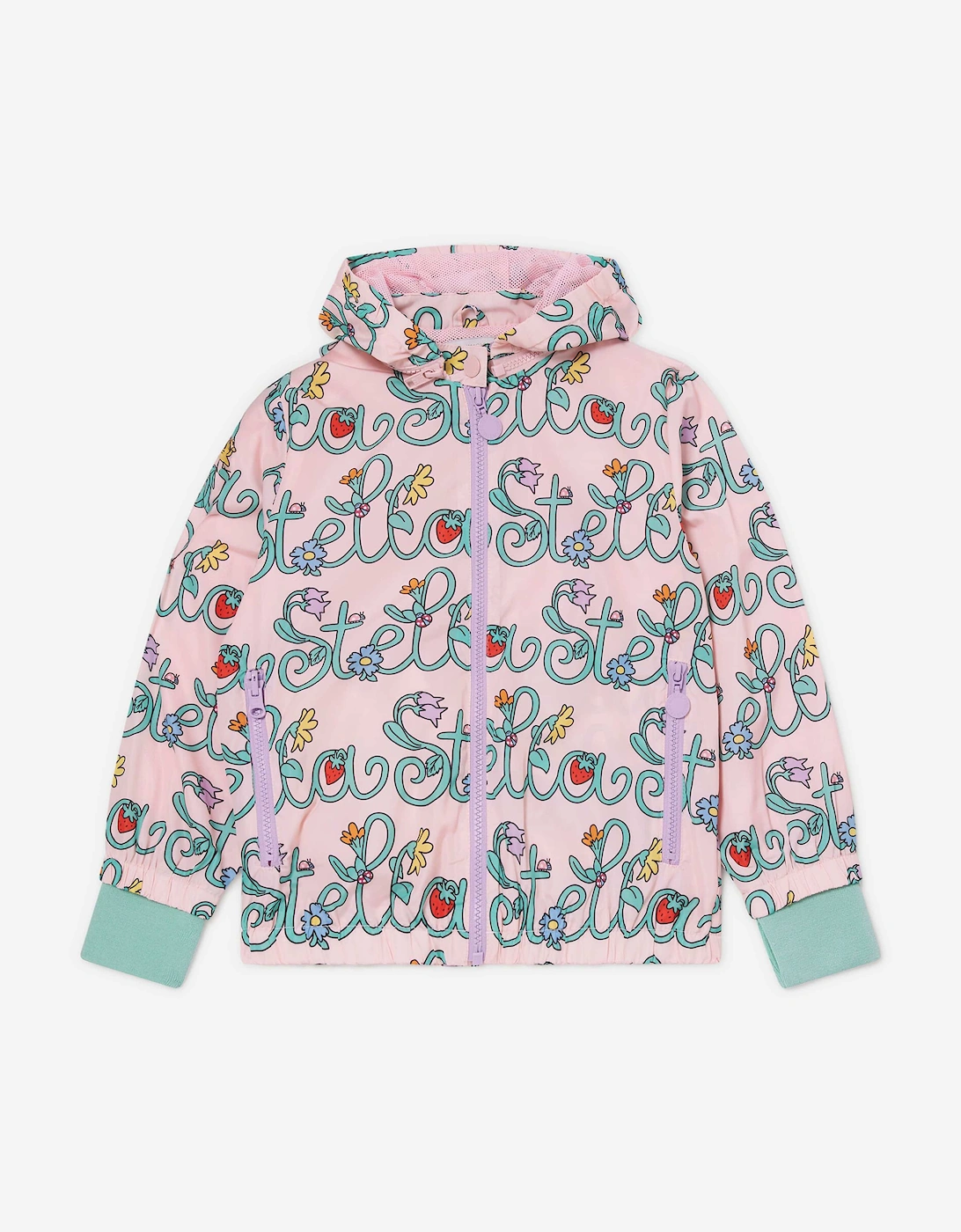 Girls Flower Logo Hooded Jacket in Pink, 5 of 4