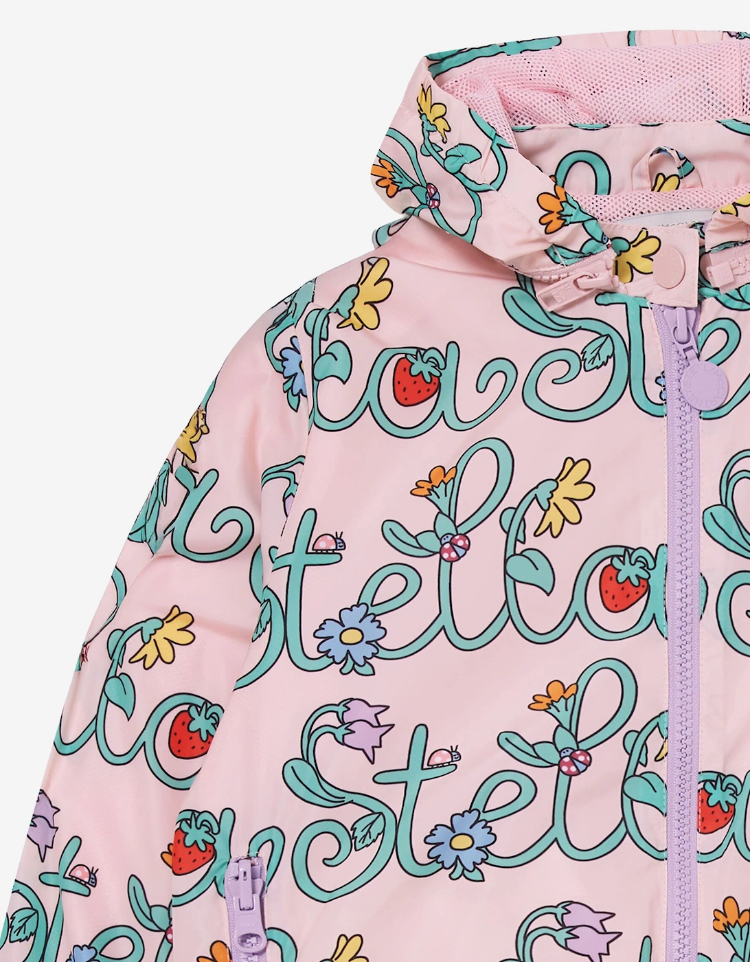 Girls Flower Logo Hooded Jacket in Pink