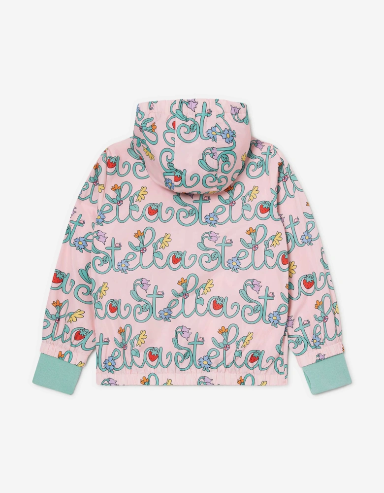 Girls Flower Logo Hooded Jacket in Pink