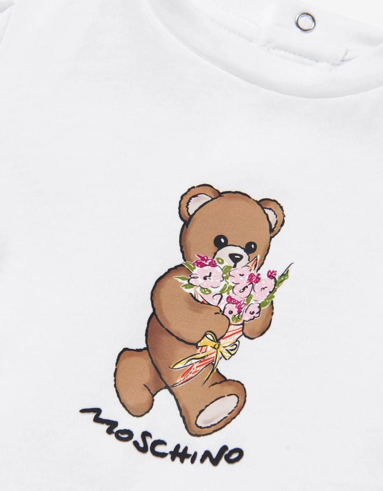 Baby Girls Teddy Bear T-Shirt in White