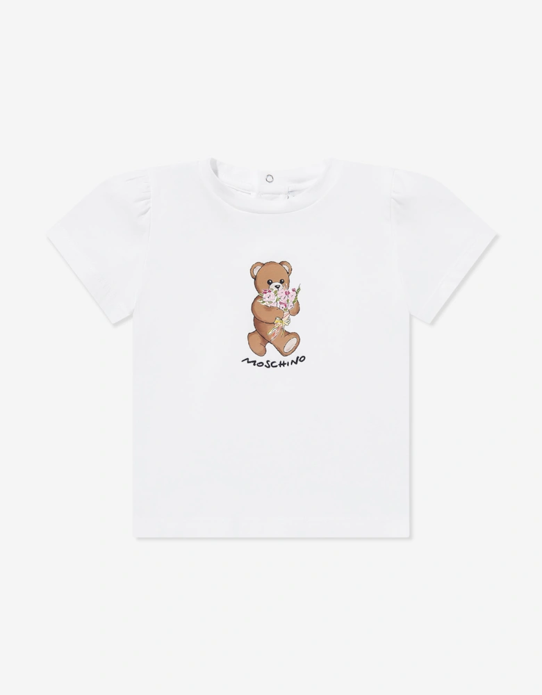 Baby Girls Teddy Bear T-Shirt in White