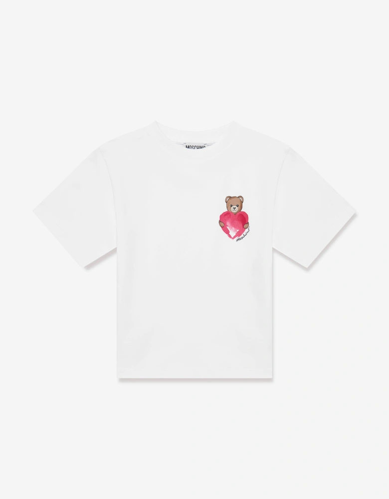 Girls Teddy Heart Trouser Set in Pink