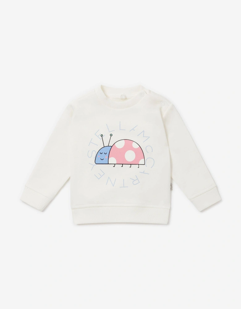 Baby Girls Ladybird Logo Sweatshirt in Ivory