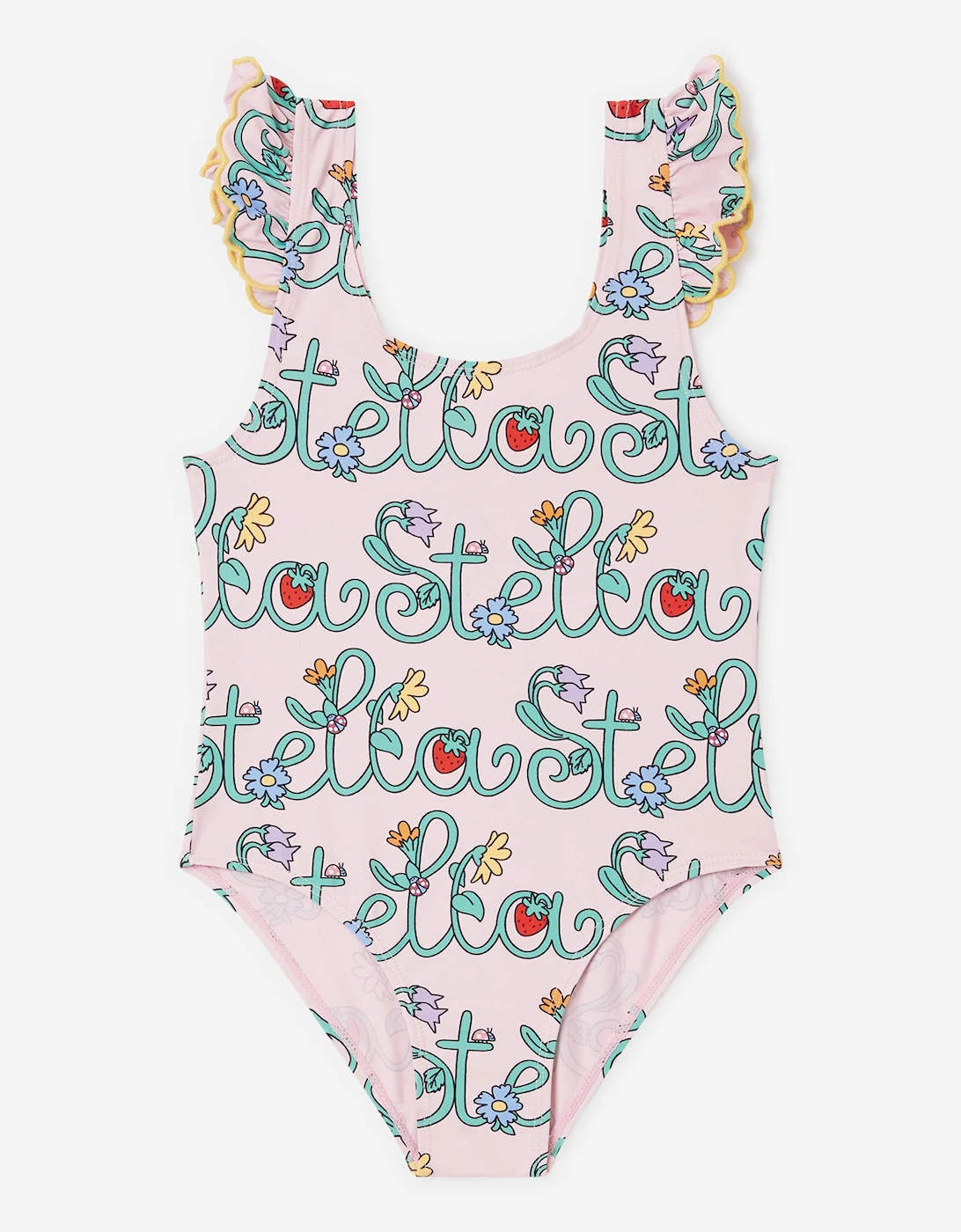 Stella Mccartney Girls Pink Flower Logo Swimsuit In  2 Years Size 2 Yrs Kids
