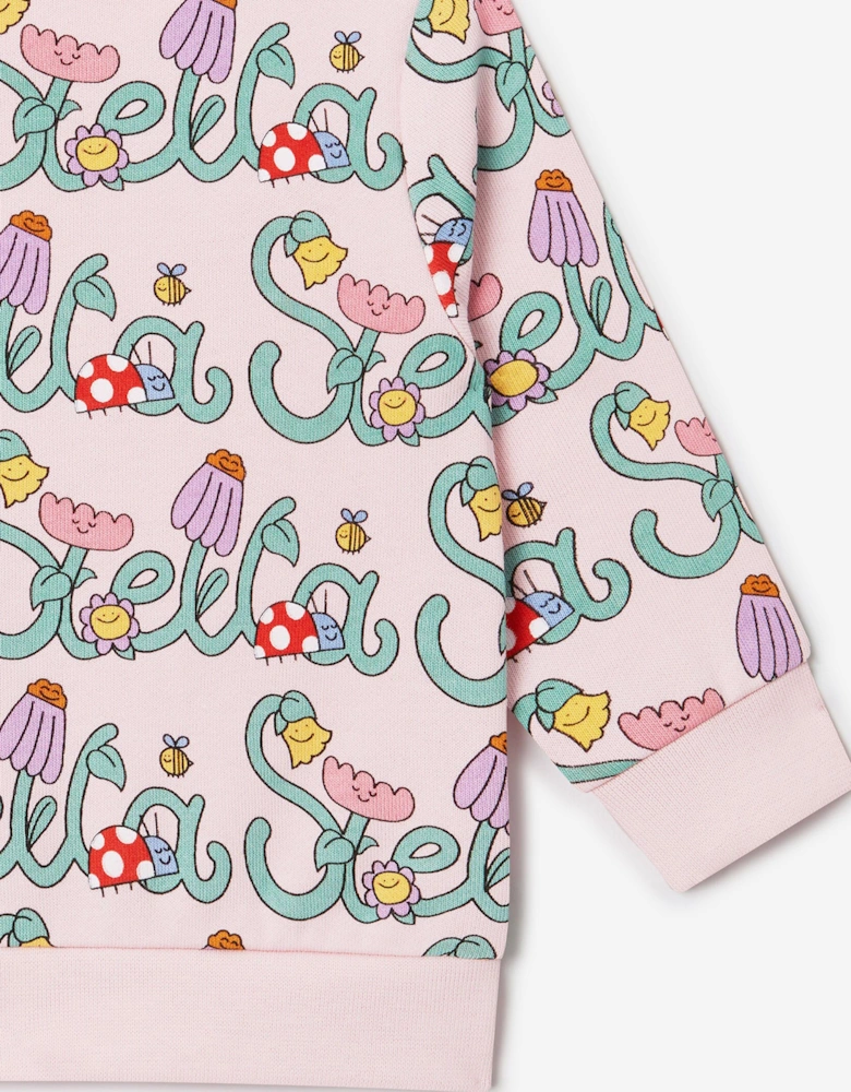 Baby Girls Flower Logo Sweatshirt in Pink