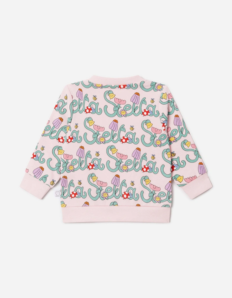 Baby Girls Flower Logo Sweatshirt in Pink