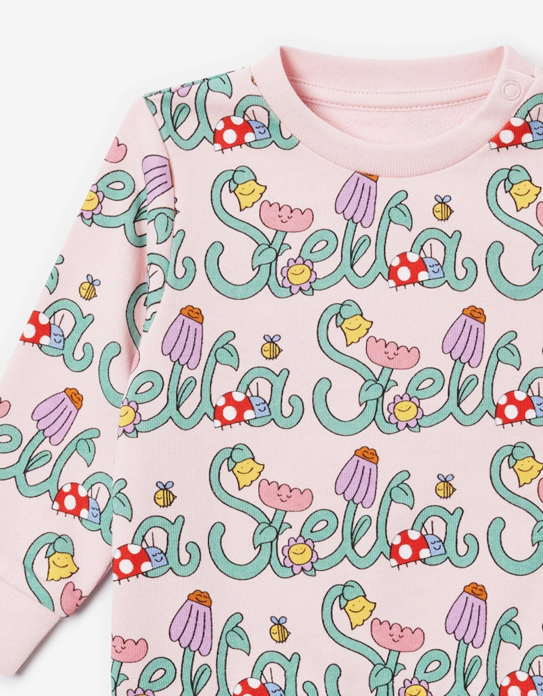 Baby Girls Flower Logo Sweatshirt in Pink
