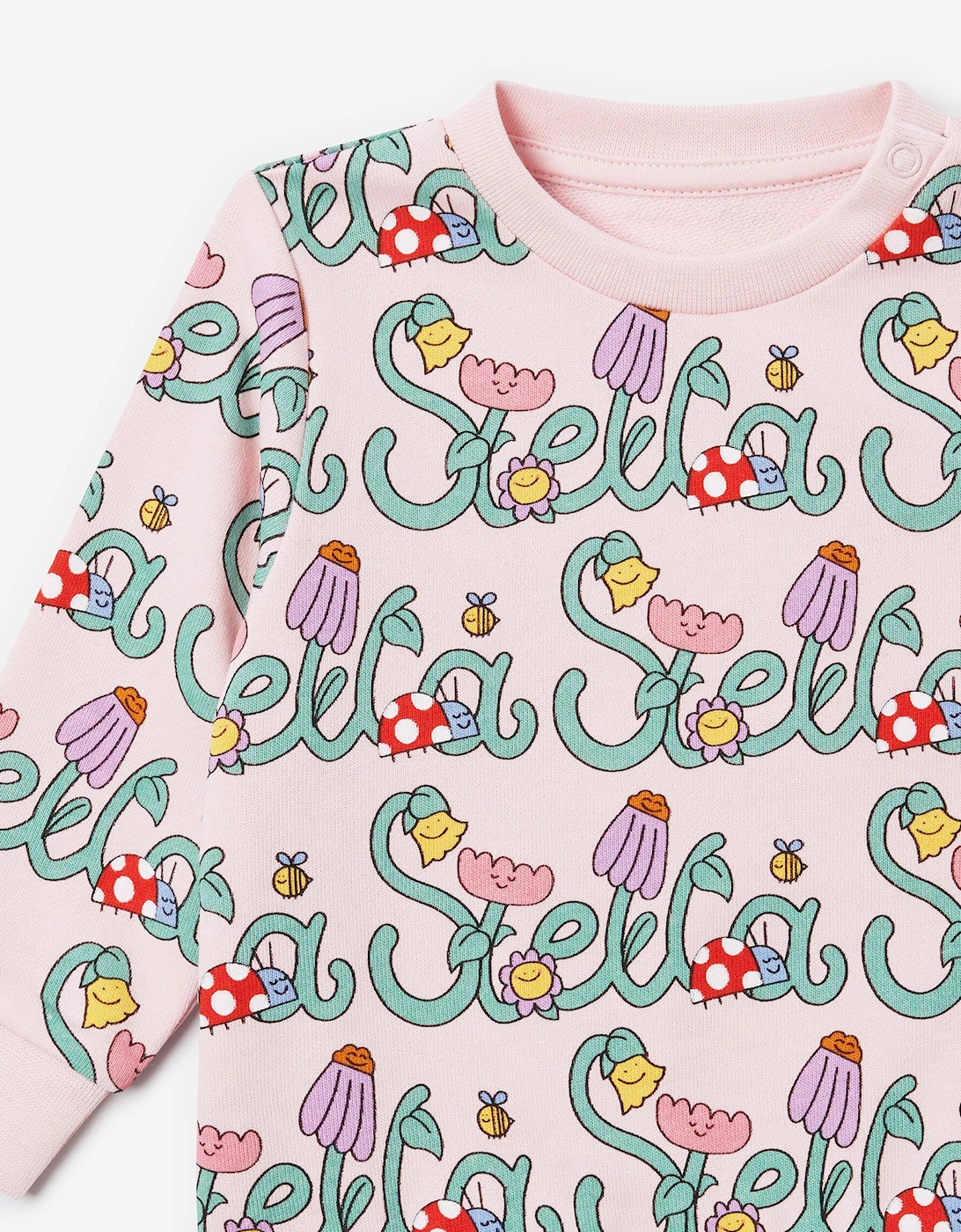 Baby Girls Flower Logo Sweatshirt in Pink