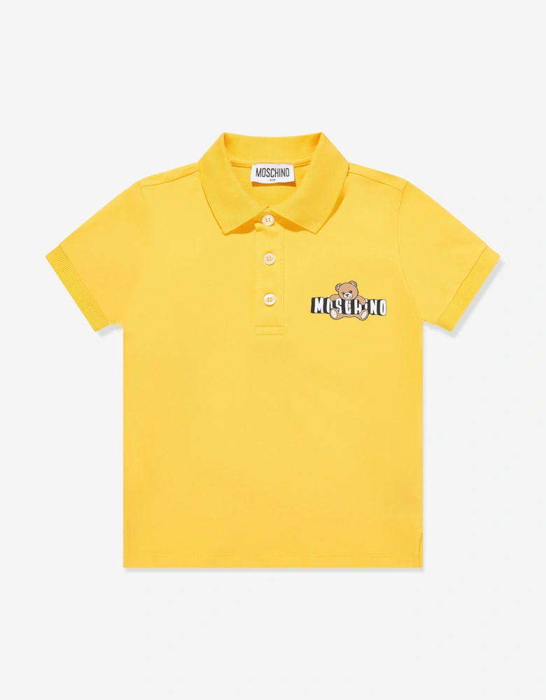Boys Teddy Bear Logo Polo Shirt in Yellow