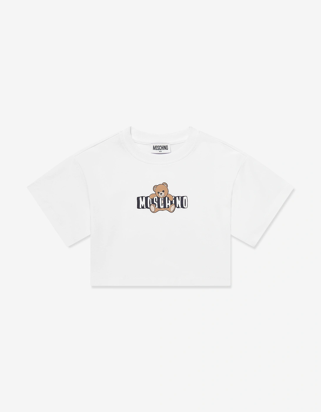 Girls Teddy Bear Logo Short Set in White