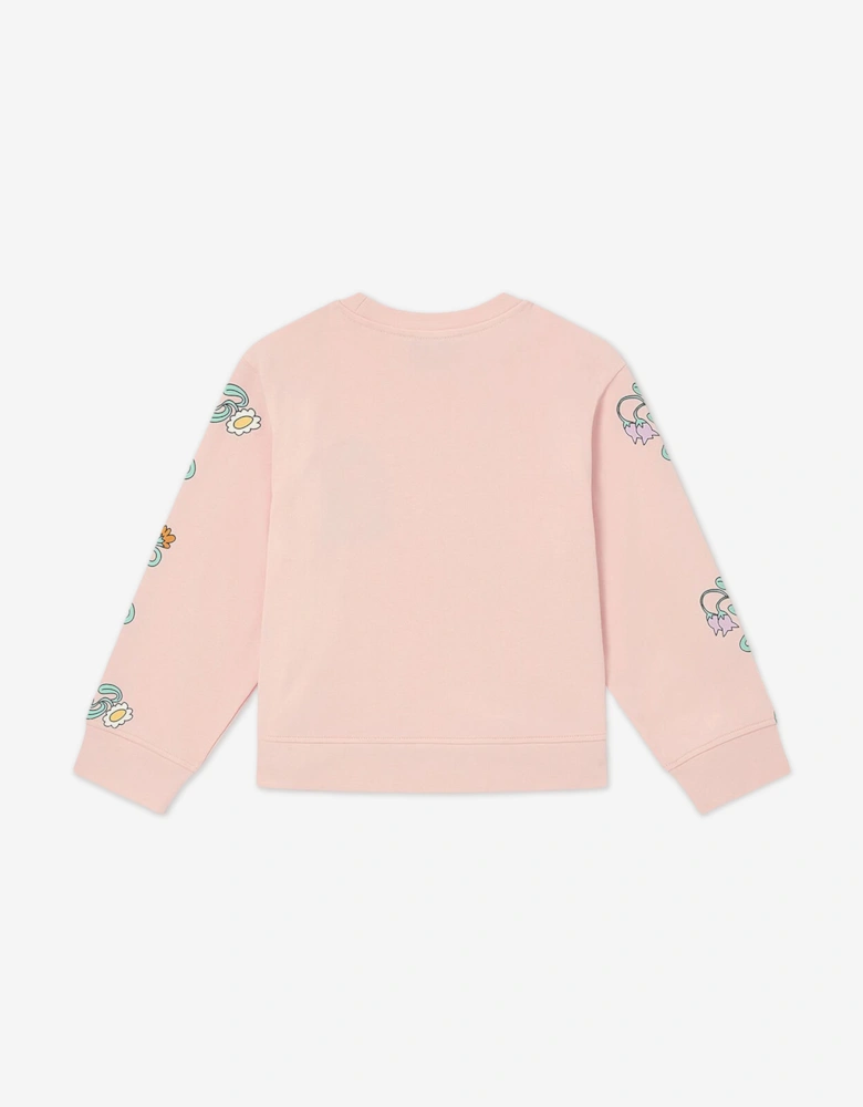 Girls Flower Logo Sweashirt in Pink