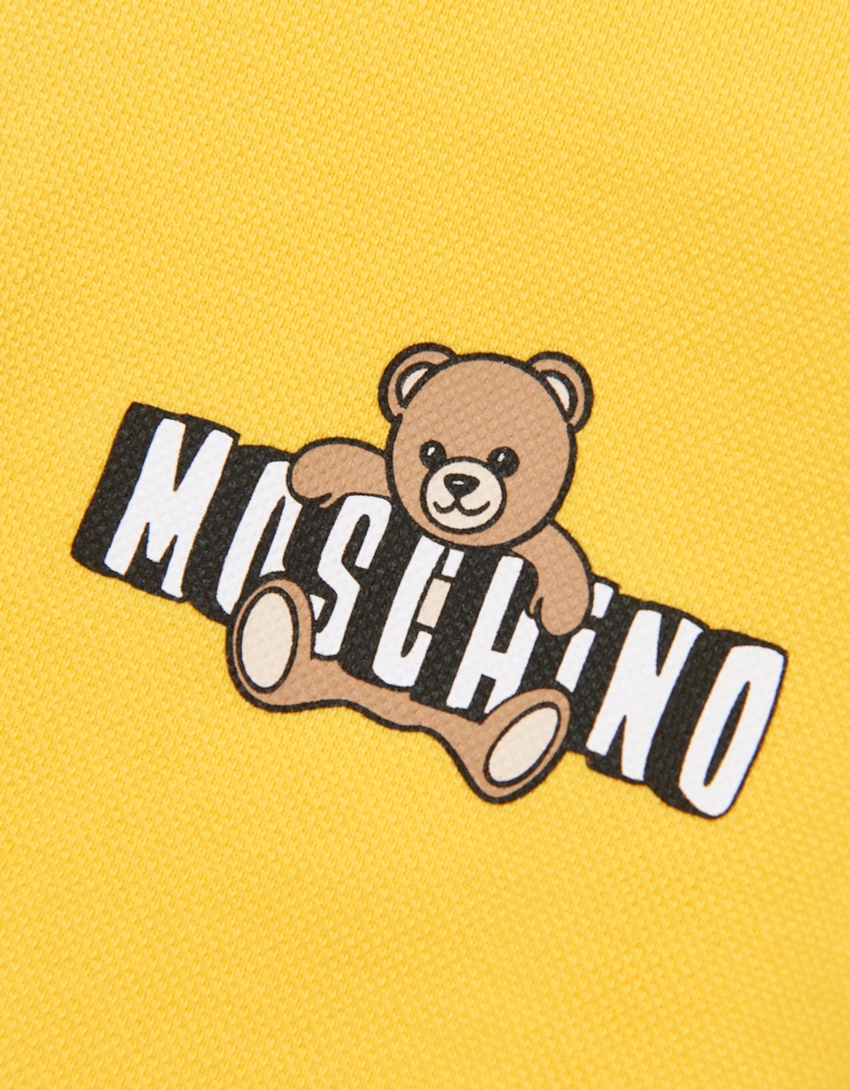 Boys Teddy Bear Logo Polo Shirt in Yellow