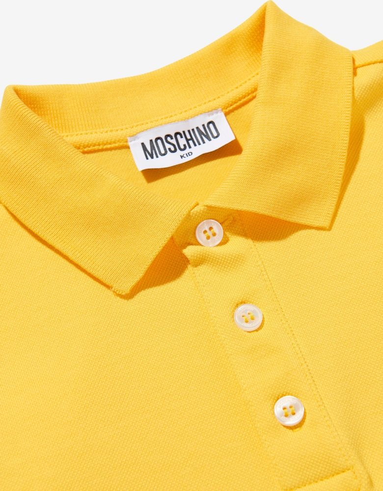 Boys Teddy Bear Logo Polo Shirt in Yellow