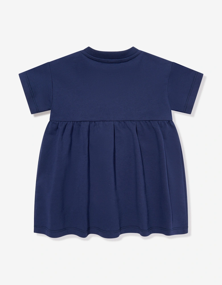 Baby Girls Bear Pocket Dress in Navy