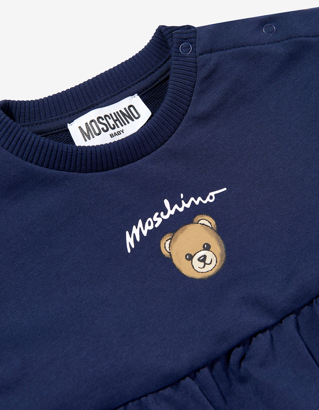 Baby Girls Bear Pocket Dress in Navy