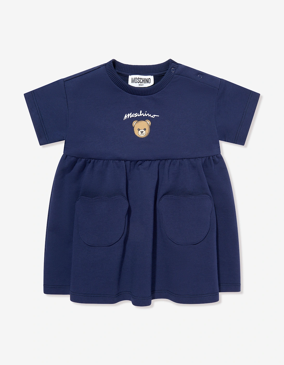 Baby Girls Bear Pocket Dress in Navy, 5 of 4